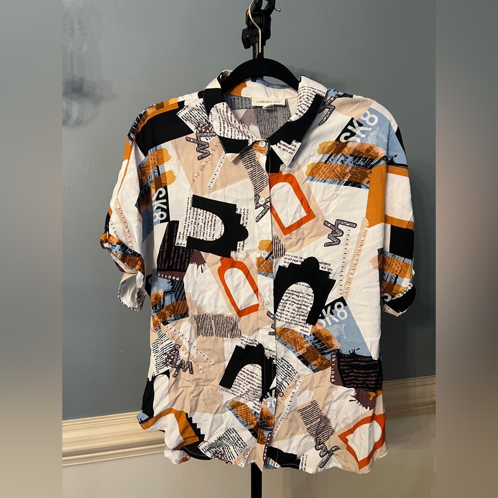 Sunburst kiss Graphic Print Men's Shirt skater‎ Y2K large